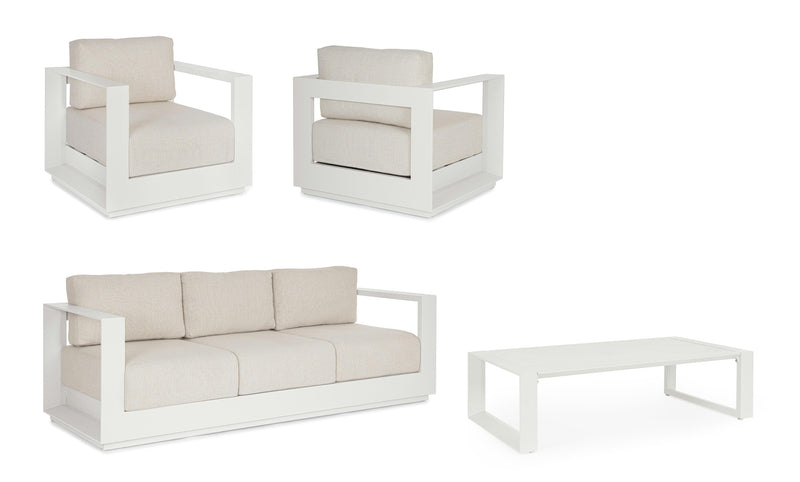 Ensemble de salon Bizzotto Moses 4 éléments blanc vapeur