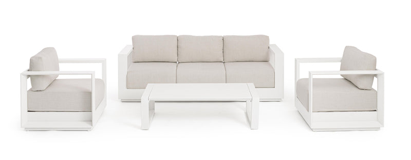 Ensemble de salon Bizzotto Moses 4 éléments blanc vapeur