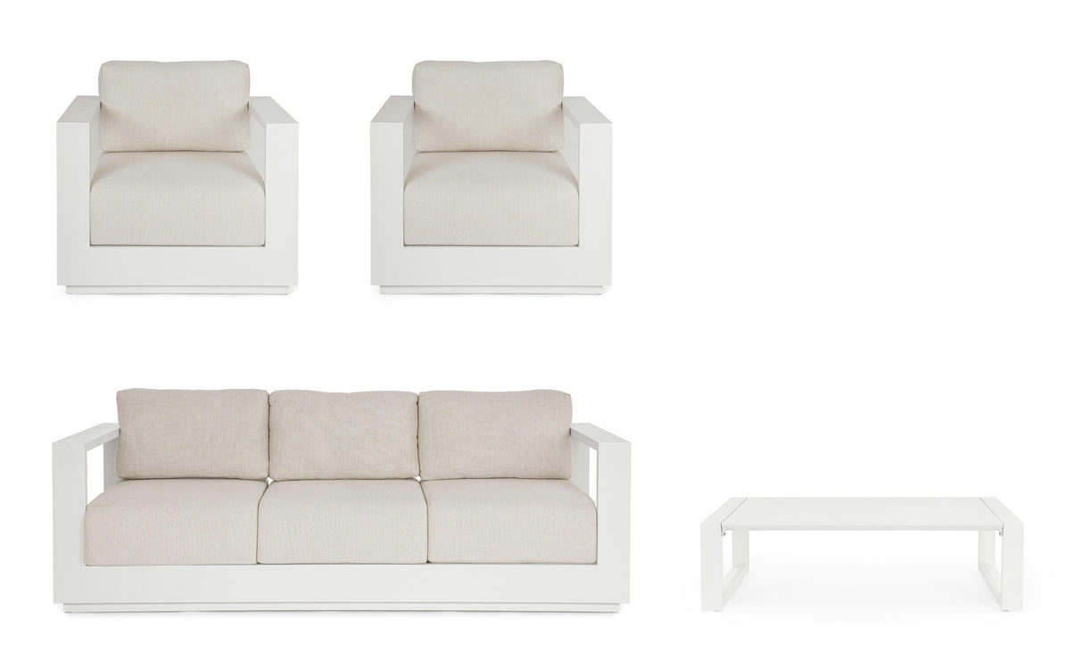 Ensemble de salon Bizzotto Moses 4 éléments blanc vapeur