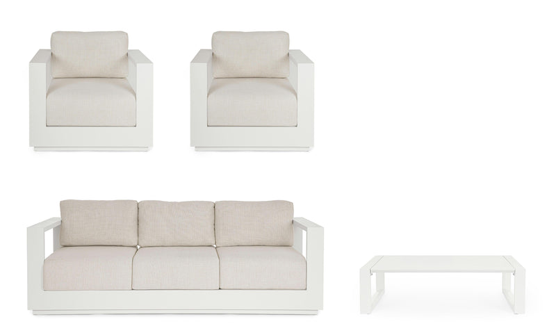 Ensemble de salon Bizzotto Moses 4 éléments blanc vapeur