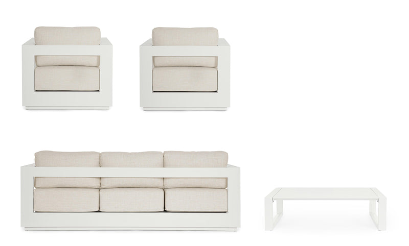 Ensemble de salon Bizzotto Moses 4 éléments blanc vapeur