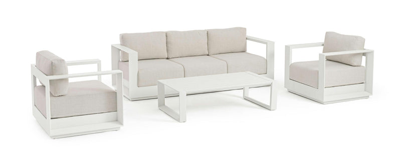 Ensemble de salon Bizzotto Moses 4 éléments blanc vapeur