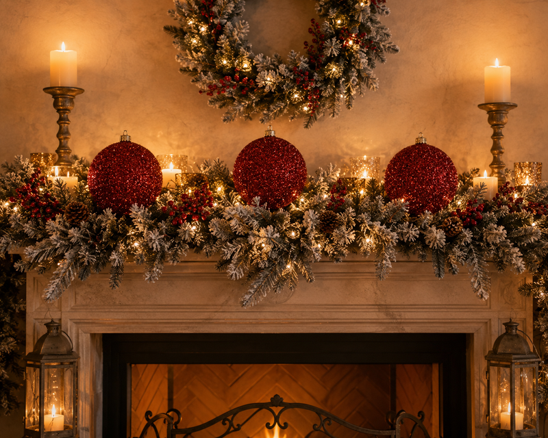 Bizzotto Boule de Noël Angelica Rouge Ø 20 cm Décoration pour Sapin de Noël