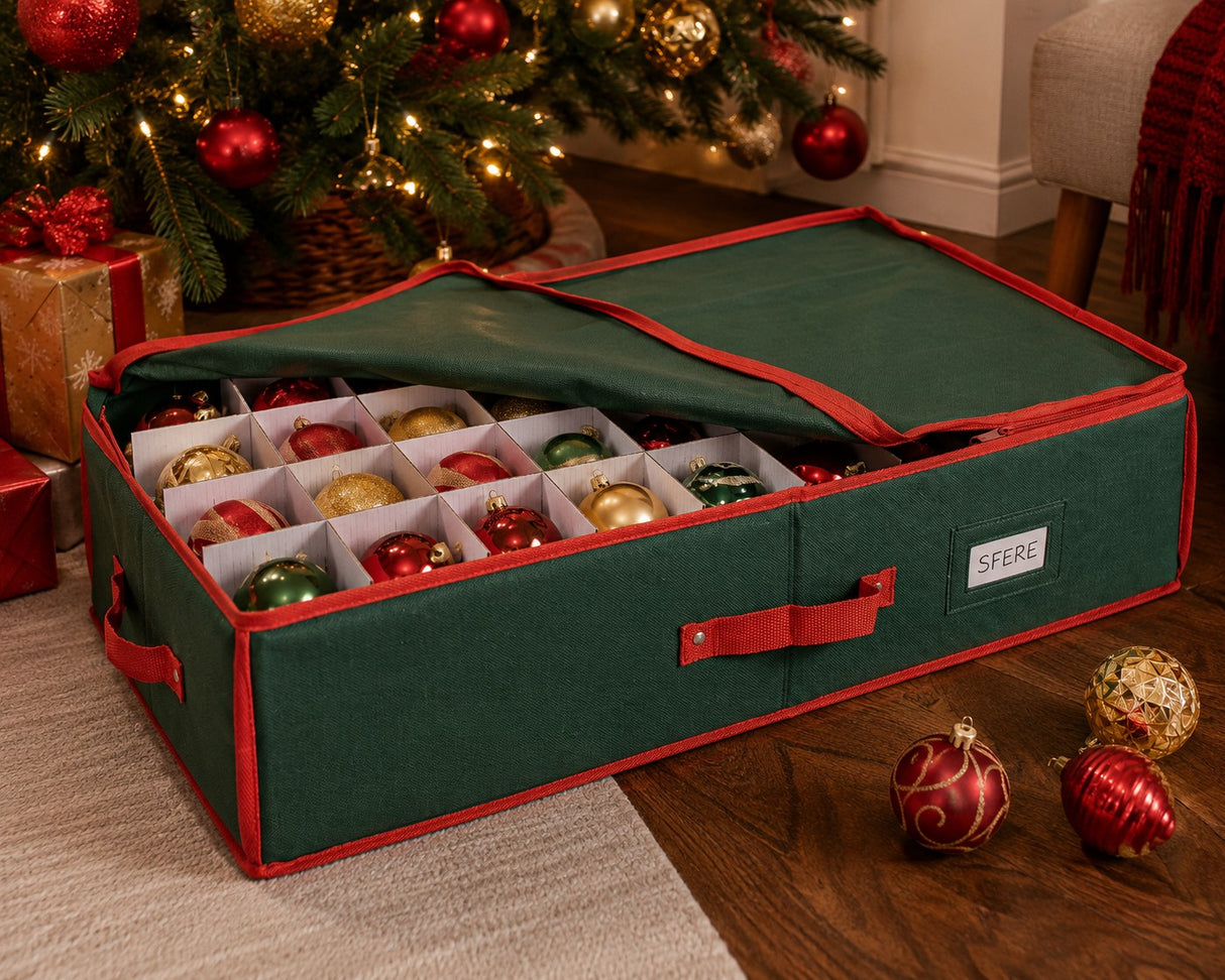 Bizzotto Contenitore Natale per Sfere Rettangolare Verde D 80 cm Accessorio per Decorazioni Natalizie