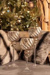 Ensemble de 3 bougeoirs de Noël Isabell de Bizzotto, calice en verre bronze