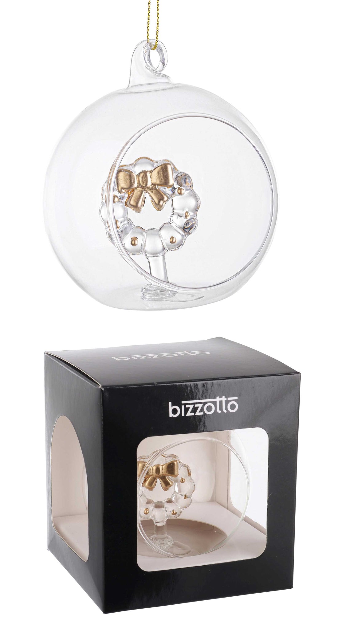 Sphère ouverte de Noël en verre Bizzotto Mya Crown D 8 cm