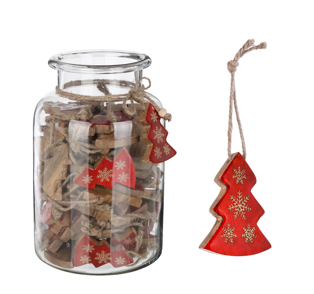 Pendentif Clara Bizzotto, pin de Noël, H 7 cm, or rouge, 1 pièce