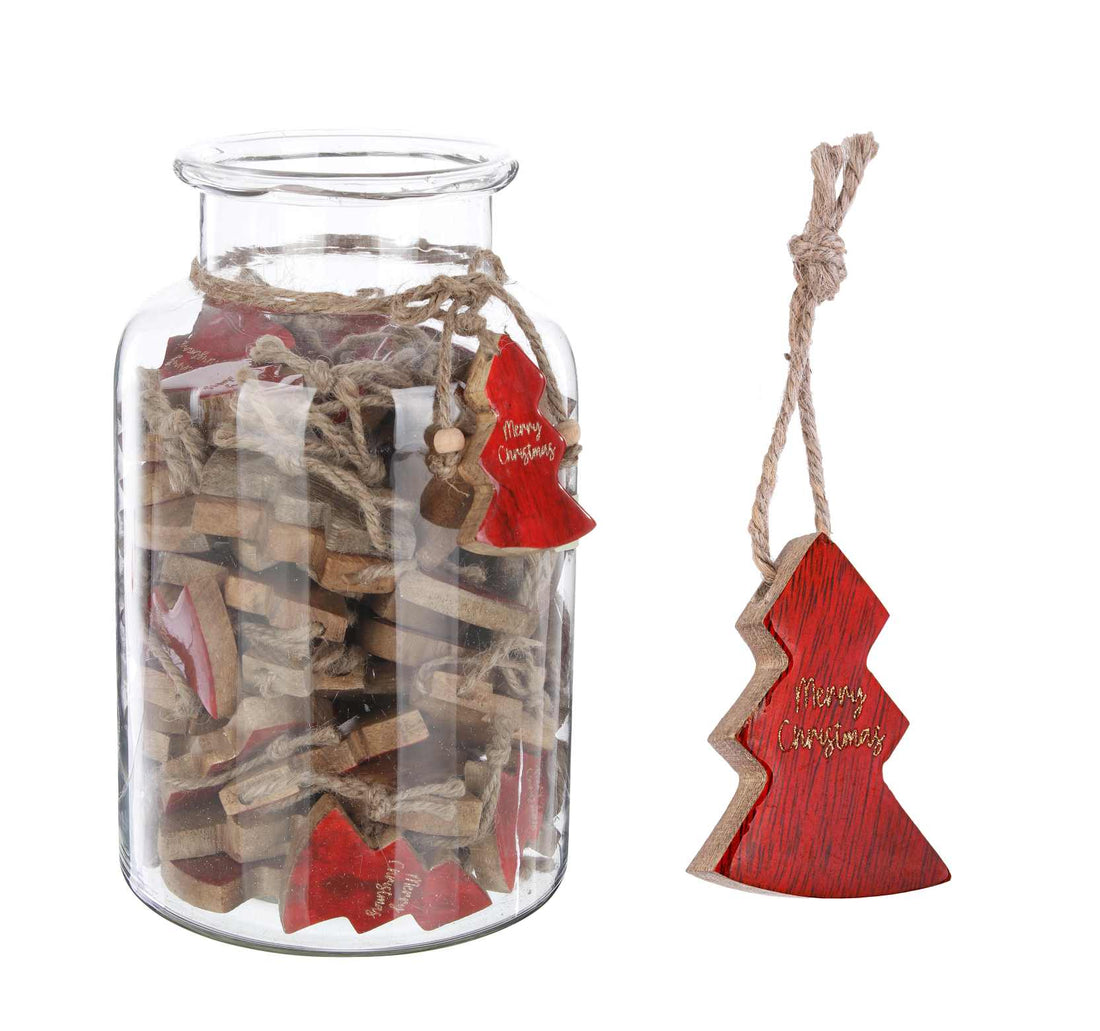Pendentif de Noël Bizzotto Clara Pin Rouge Xmas H 7 Cm