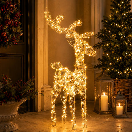 Renna Natalizia Hoover Oro con 600 Micro LED Classic H 60 cm Decorazione Luminosa
