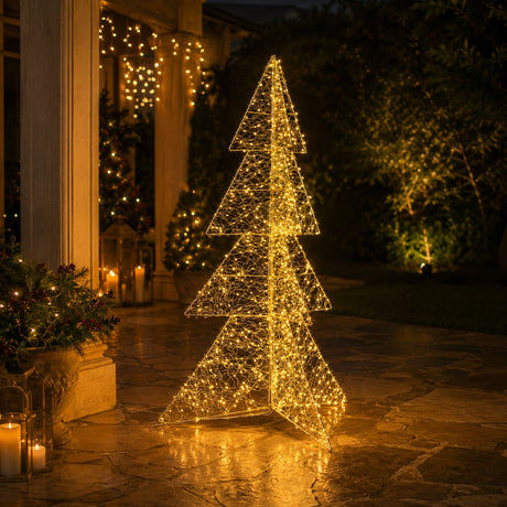 Bizzotto Pino Natalizio Hoover Oro con 720 Micro LED Classic H 120 cm Decorazione Luminosa