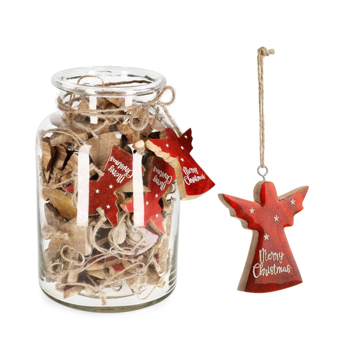Bizzotto Pendaglio Evelyn Angelo Rosso con Vaso Decorazione per Albero di Natale 1 Pz
