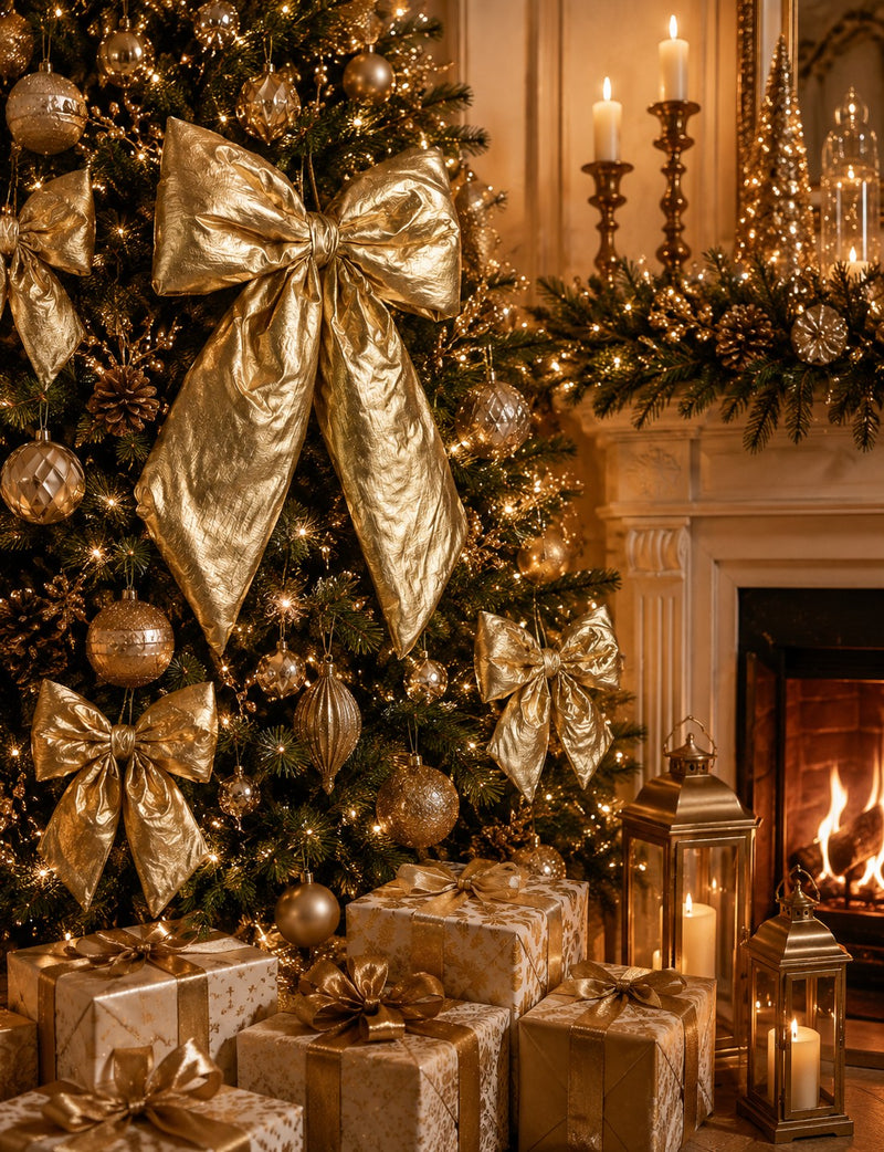 Bizzotto Pendaglio Linnet Fiocco Oro H 31 cm Decorazione per Albero di Natale