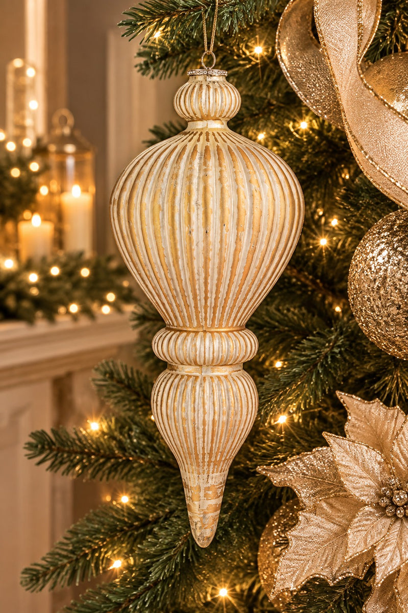 Bizzotto Pendaglio Emilian Goccia Oro in Vetro H51 cm – Decorazione Natalizia