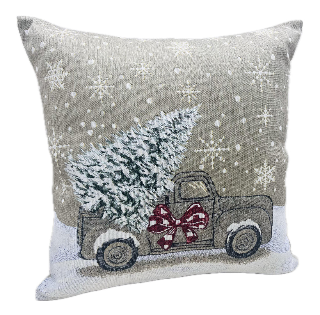 Bizzotto Housse de Coussin Noël Motor Car 45x45 cm Déhoussable – Taie Coussin Décorative pour Canapé et Décoration Maison