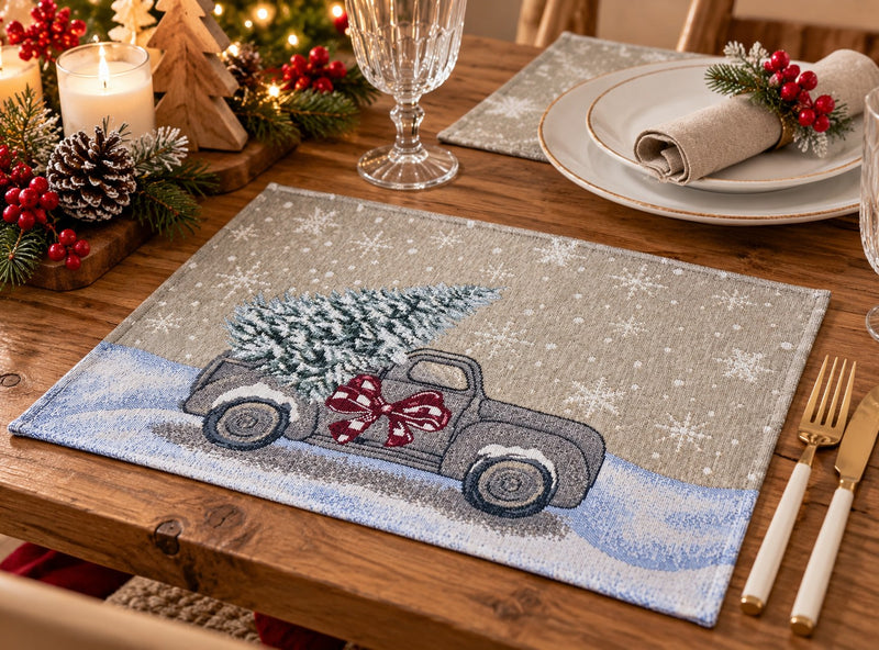 Bizzotto Serviette de Noël Motor Car 48x33 cm – Serviette Américaine Décorative pour la Table de Noël