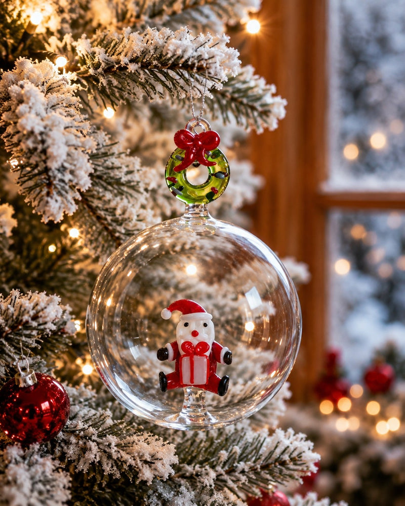 Bizzotto Sfera in Vetro Pupazzo con Corona – Decorazione per Albero di Natale