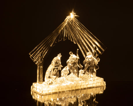 Bizzotto Natività Silky avec Crèche 8 Figurines H28,5 cm avec LED à Batterie – Crèche de Noël Lumineuse Décoration pour la Maison