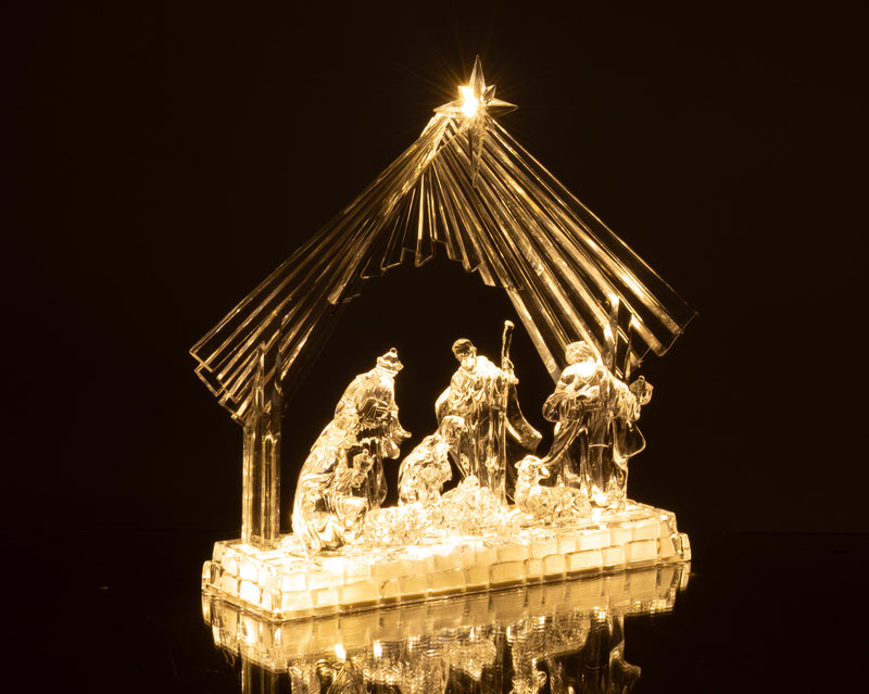 Bizzotto Natività Silky avec Crèche 8 Figurines H28,5 cm avec LED à Batterie – Crèche de Noël Lumineuse Décoration pour la Maison