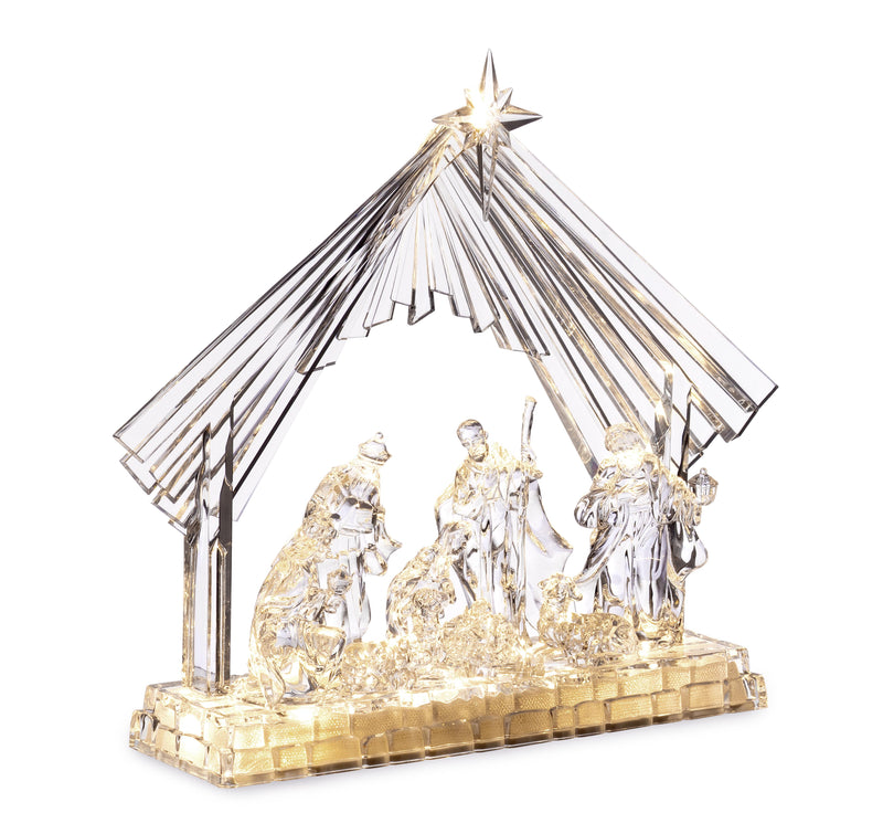 Bizzotto Natività Silky avec Crèche 8 Figurines H28,5 cm avec LED à Batterie – Crèche de Noël Lumineuse Décoration pour la Maison