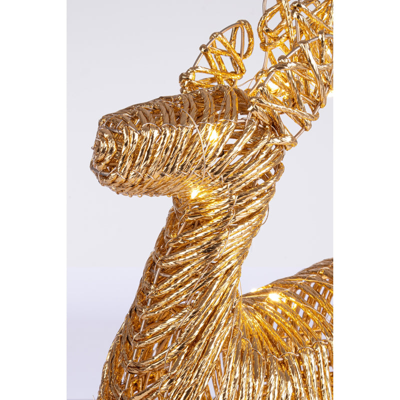 Bizzotto Renna Natalizia Penny Oro con 50 Micro LED Classic 27x13x50 cm Decorazione Luminosa