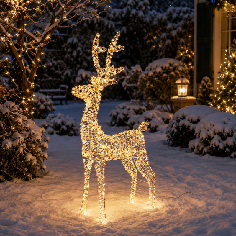 Bizzotto Renna Natalizia Ellary Oro con 600 Micro LED Classic 50x19x80 cm Decorazione Luminosa