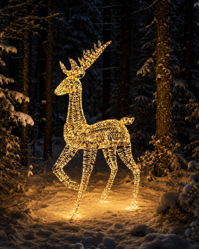 Bizzotto Renna Natalizia Ellary Oro con 1800 Micro LED Classic 90x27x180 cm Decorazione Luminosa