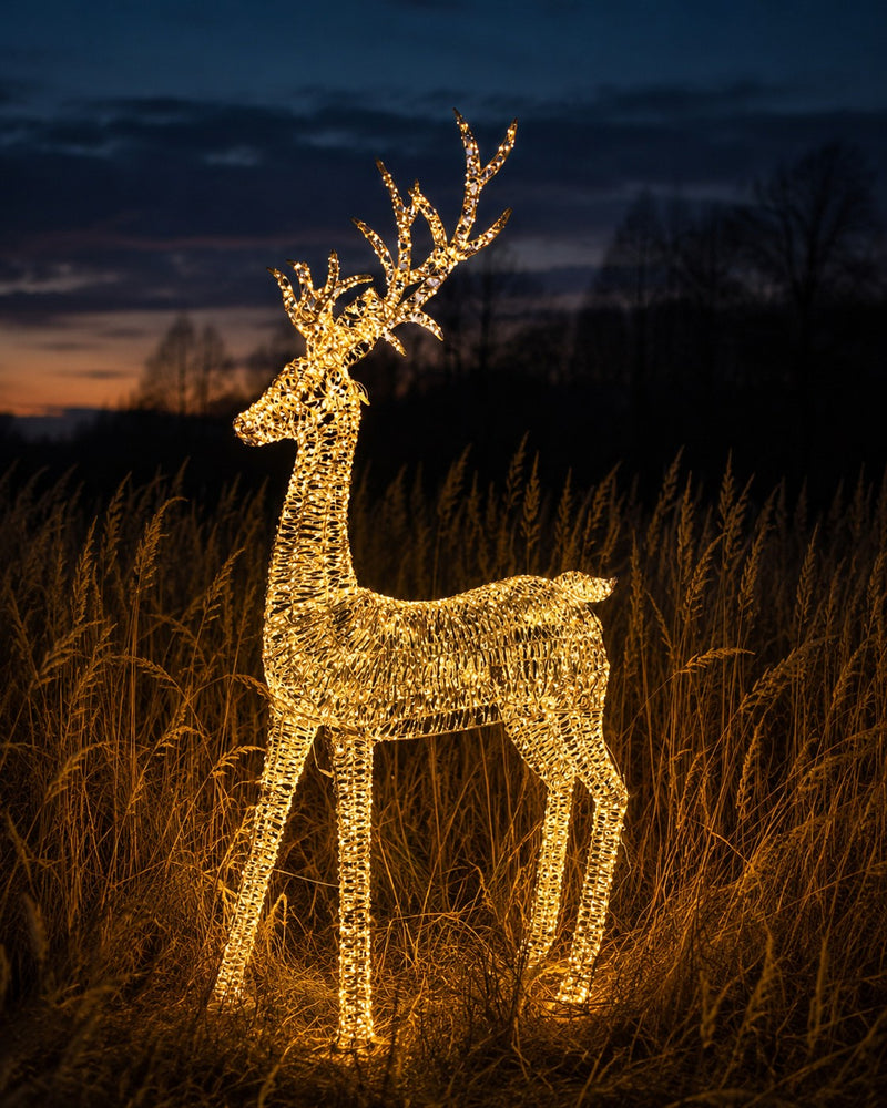 Bizzotto Renna Natalizia Ellary Oro con 5200 Micro LED Classic 136x42x270 cm Decorazione Luminosa