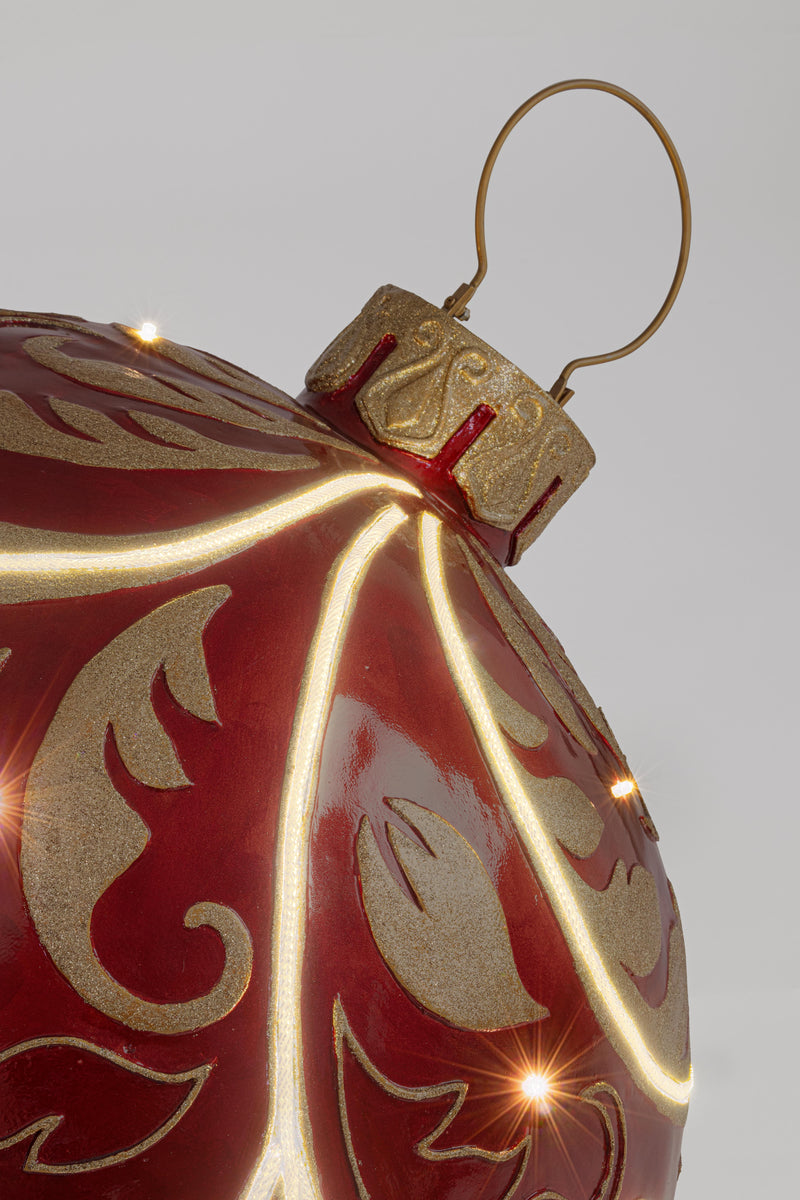 Bizzotto Décoration Sphérique Kinler Rouge avec 6 LED 68,6x53,3 cm – Sphère Lumineuse Décorative pour Noël