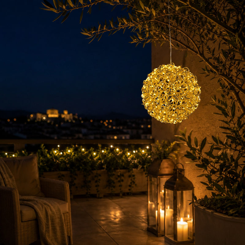 Bizzotto Decorazione Sferica Zoe Oro con 400 Micro LED Classic D 30 cm Addobbo Natalizio Luminoso
