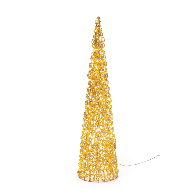 Bizzotto Cono Natalizio Zoe Oro con 400 Micro LED Classic Ø20x80 cm Decorazione Luminosa