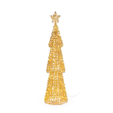 Bizzotto Pino Natalizio Zoe Oro con 500 Micro LED Classic Ø27x100 cm Decorazione Luminosa