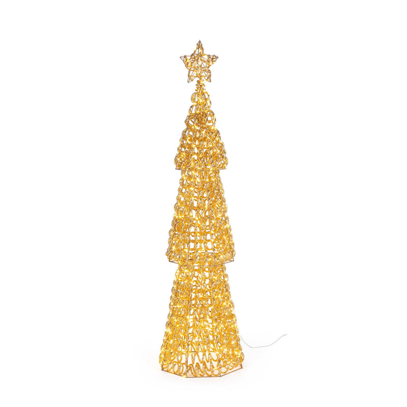 Bizzotto Pino Natalizio Zoe Oro con 500 Micro LED Classic Ø27x100 cm Decorazione Luminosa
