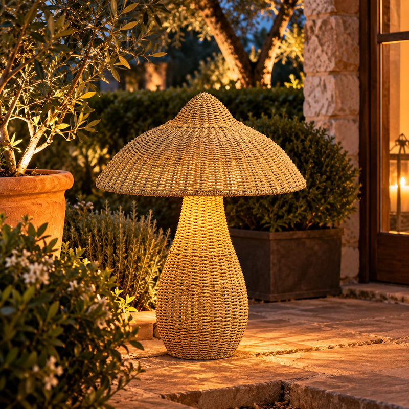 Bizzotto Fungo Natalizio Everen Stand en Seagrass Ø73xH90 cm – Décoration de Noël en Fibre Végétale pour la Maison