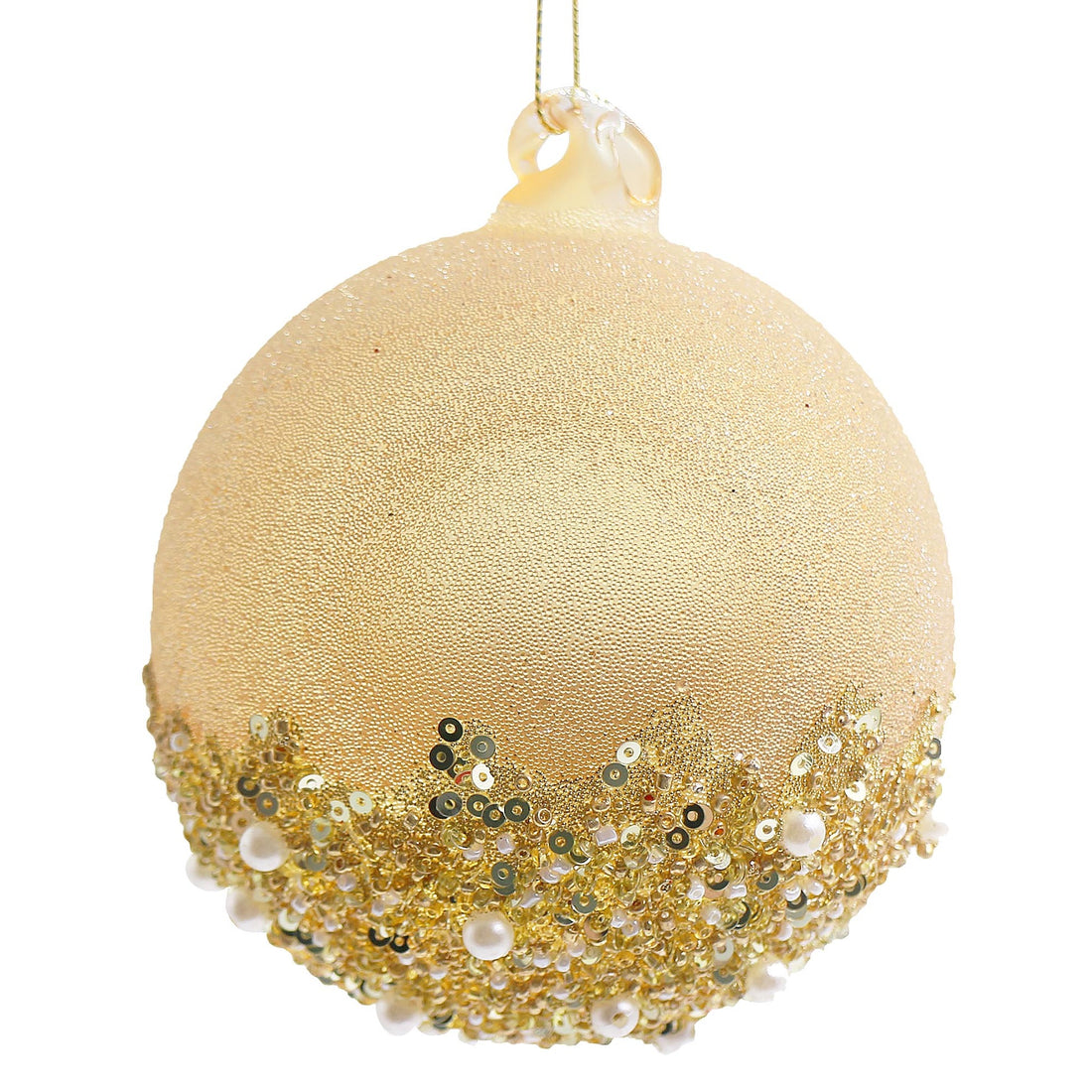 Bizzotto Sfera di Natale Brill Champagne D 10 cm in Vetro – Decorazione per Albero