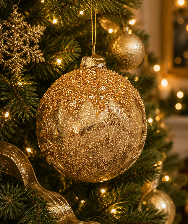 Bizzotto Sfera di Natale Smooth Oro D 10 cm in Vetro – Decorazione per Albero