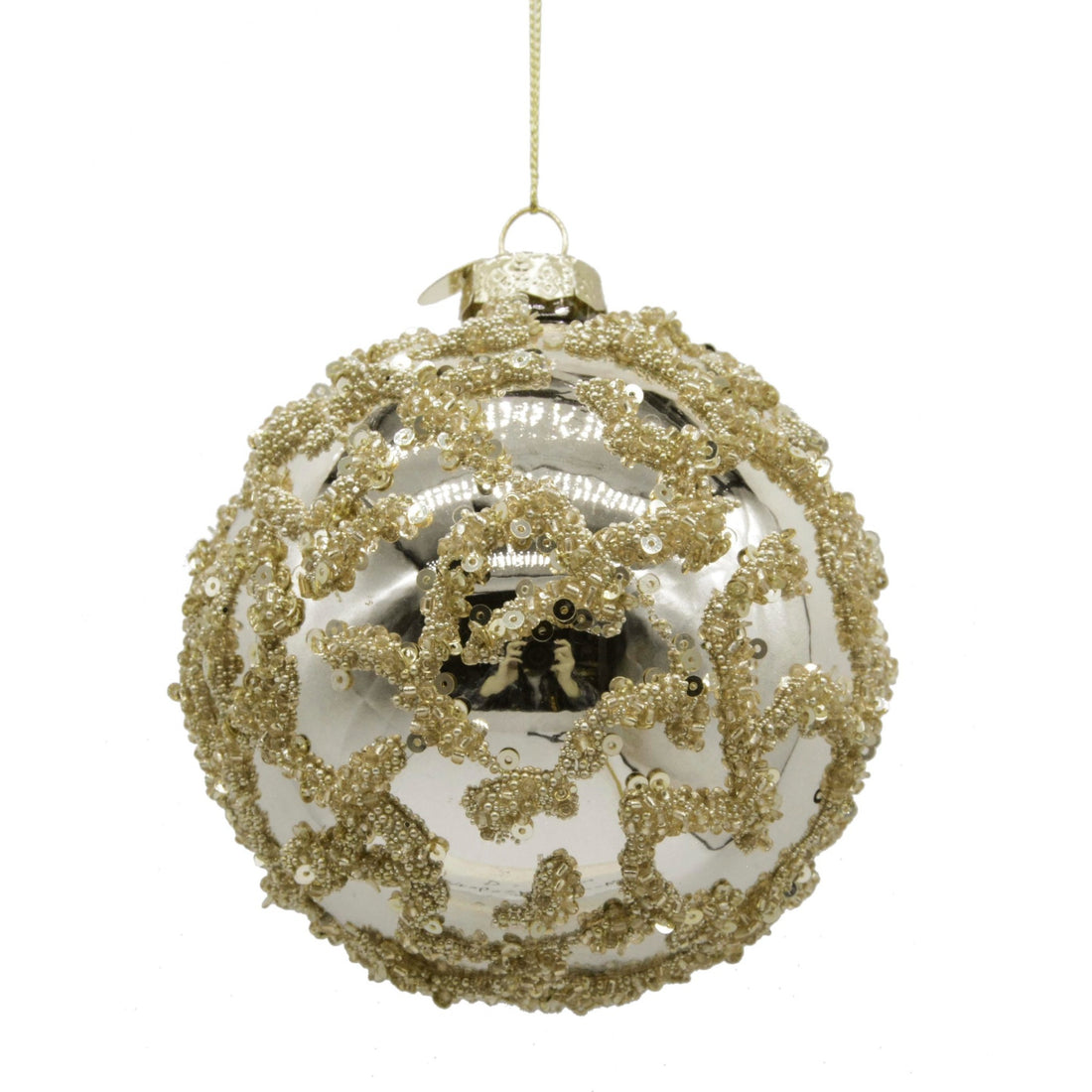 Bizzotto Sfera di Natale Luz Champagne D 10 cm in Vetro – Decorazione per Albero