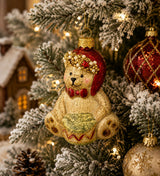 Bizzotto Pendaglio in Vetro Hug Orso con Tamburo H 7,9 cm Decorazione per Albero di Natale