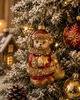 Bizzotto Pendaglio in Vetro Hug Orso con Stella H 11 cm Decorazione per Albero di Natale