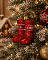 Bizzotto Pendaglio in Vetro Courmayeur Snow Boot H 11 cm Decorazione per Albero di Natale