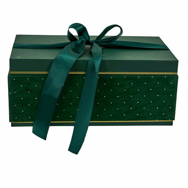 L'Arcolaio Scatola Natalizia Rettangolare in Velluto Grande Velvet Verde 33,6x20,7x14,1 cm
