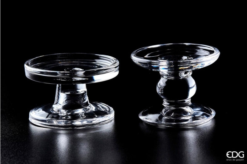 Bougeoir rond EDG Enzo De Gasperi avec sphère H 6 cm P 9 cm Naturel Transparent Snot et tige