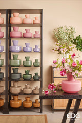 EDG Enzo De Gasperi Round Vase with Neck H 15 Cm D 16 Cm Waterproof Dark Pink 