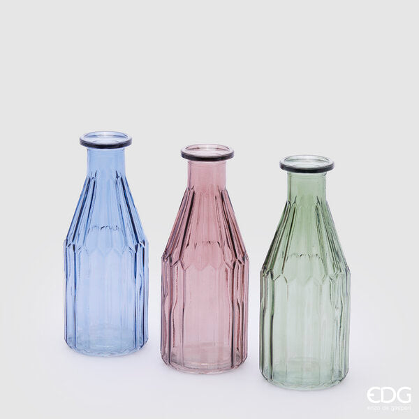 Vase EDG Enzo De Gasperi Bottle Lines H19,5 D7,5 conf. 3 pièces multicolores