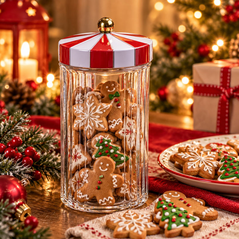 Ad Trend Pot Sapin de Noël en Verre et Fer-Blanc H24,5 Ø11 cm – Boîte de Décoration de Noël