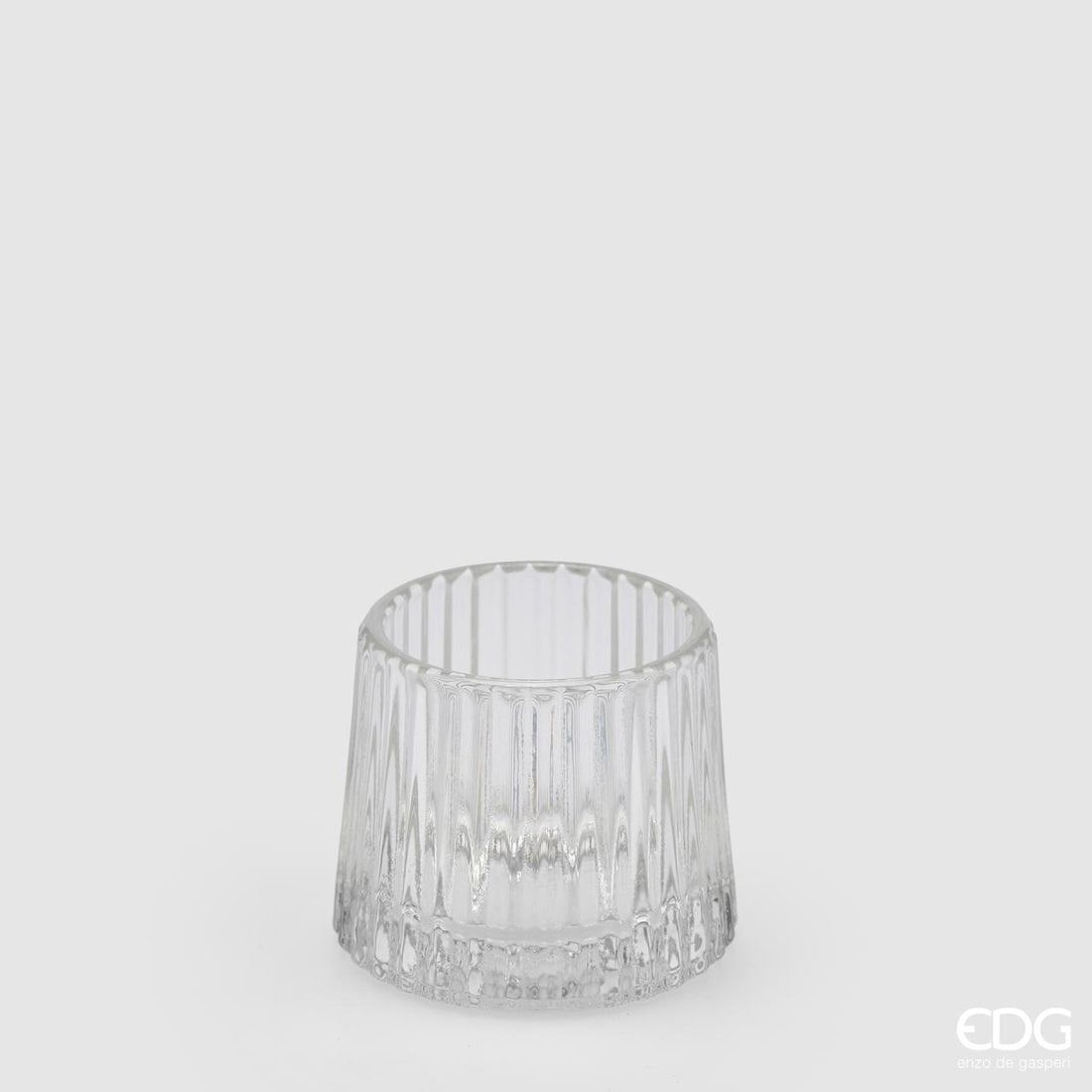 Bougeoir EDG Enzo De Gasperi Rayures H 7 cm P 8 cm Naturel Transparent