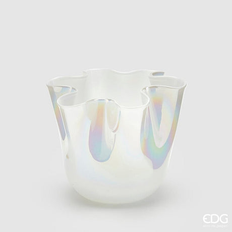 edg enzo de gasperi edg enzo de gasperi vaso drappo vetro h 18 cm d 21 cm bianco perla ean 8054184403524