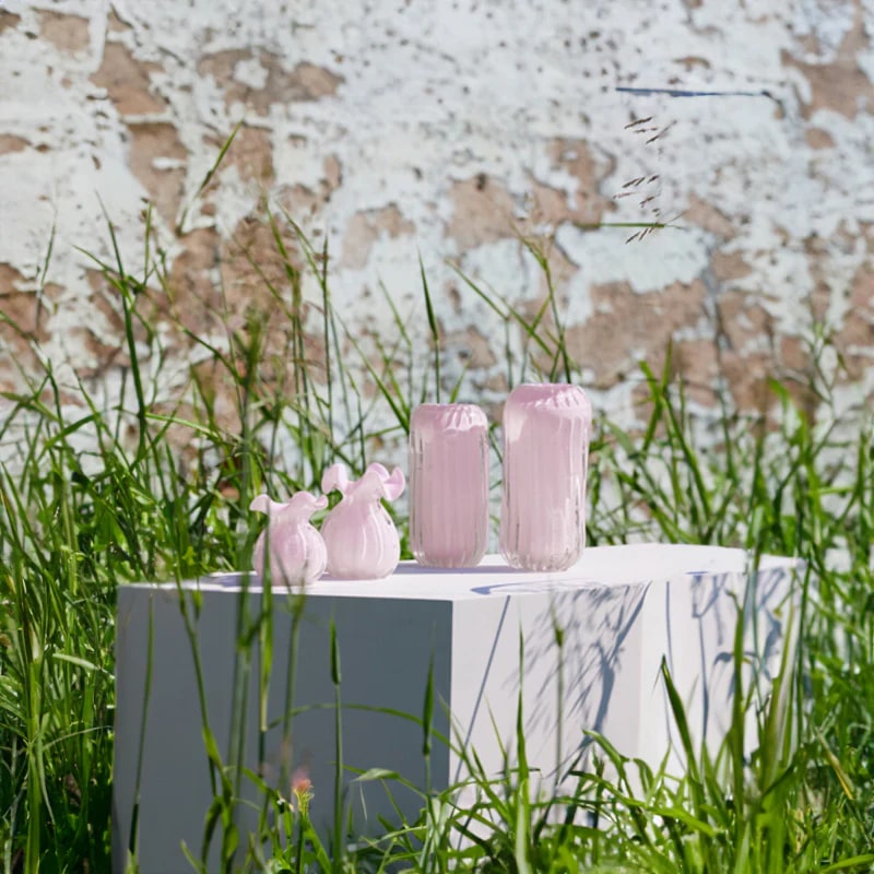 Vase sac EDG Enzo De Gasperi H 14 cm P 11 cm Verre Rose