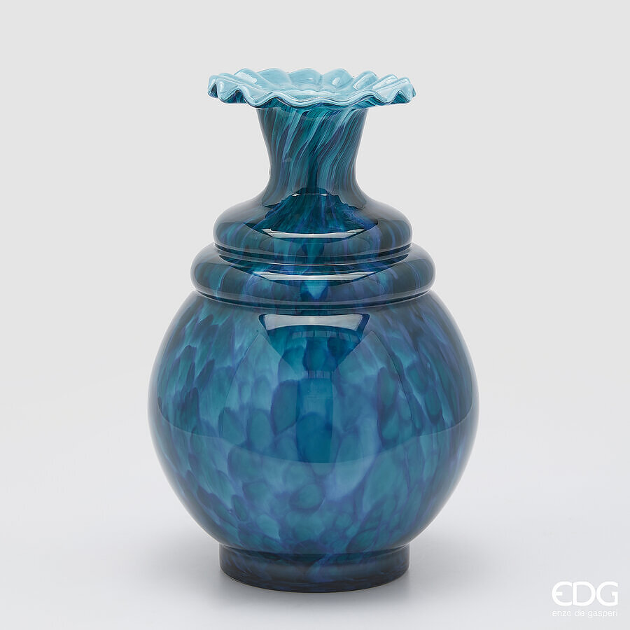 Vase Macula EDG Enzo De Gasperi Bouteille H 37,5 cm P 25,5 cm Verre Bleu