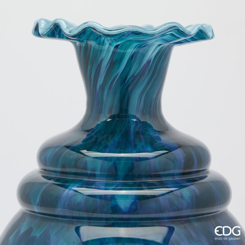 Vase Macula EDG Enzo De Gasperi Bouteille H 37,5 cm P 25,5 cm Verre Bleu