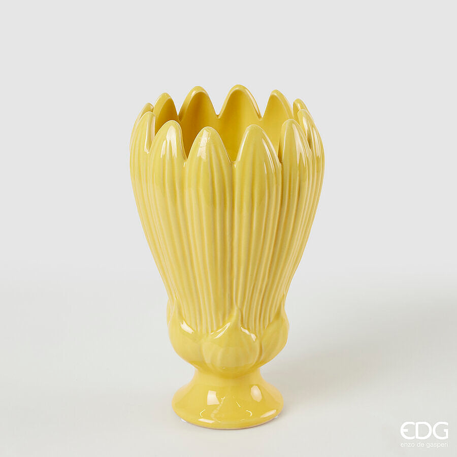 edg enzo de gasperi vaso freaky foglie coppa h 265 cm d 16 cm ceramica waterproof yellow ean 8059824463951